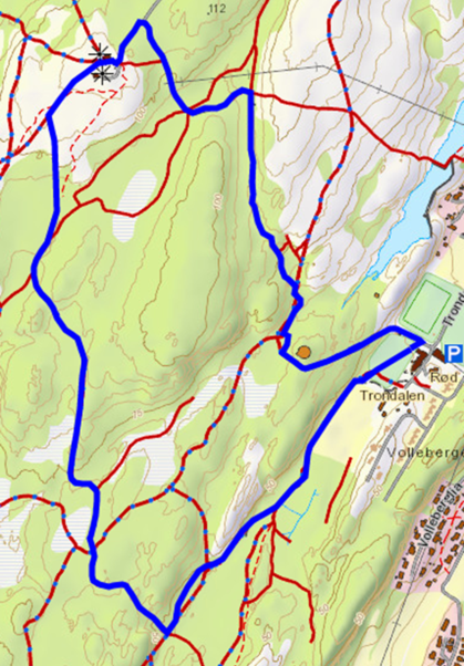 Løypen_419x610 Traseen er den blå streken.