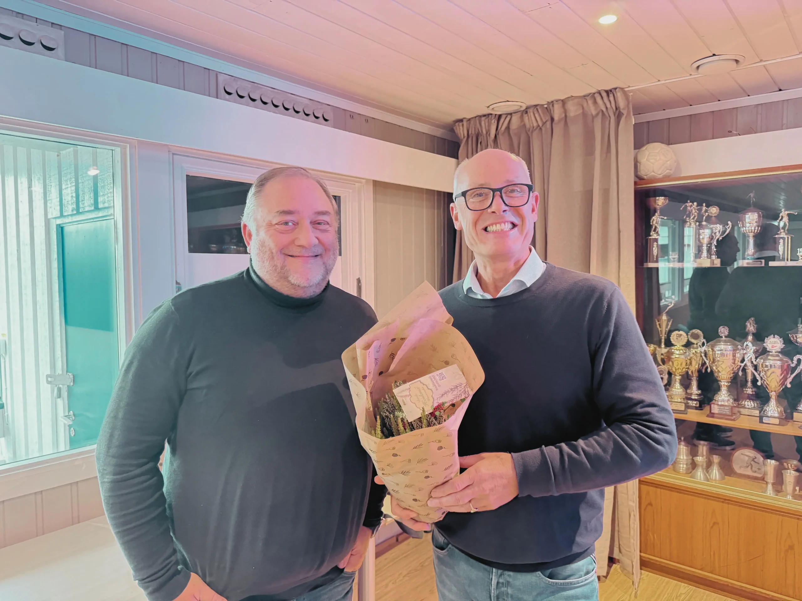 Thomas Næss og Tore Arntzen i Aktium Eiendom hvor Tore holdt innlegg om Aktium Eiendoms historie og fremtidsplaner